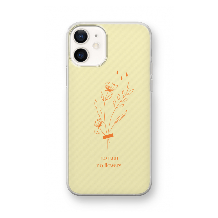 No rain no flowers: iPhone 12 mini Transparant Hoesje