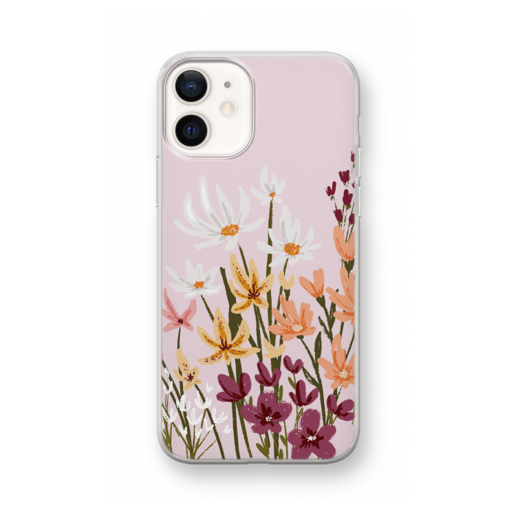 Painted wildflowers: iPhone 12 mini Transparant Hoesje