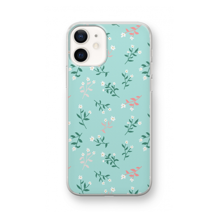 Small white flowers: iPhone 12 mini Transparant Hoesje