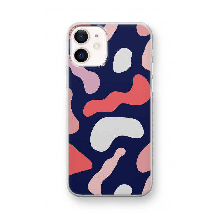 Memphis Shapes Pink: iPhone 12 mini Transparant Hoesje