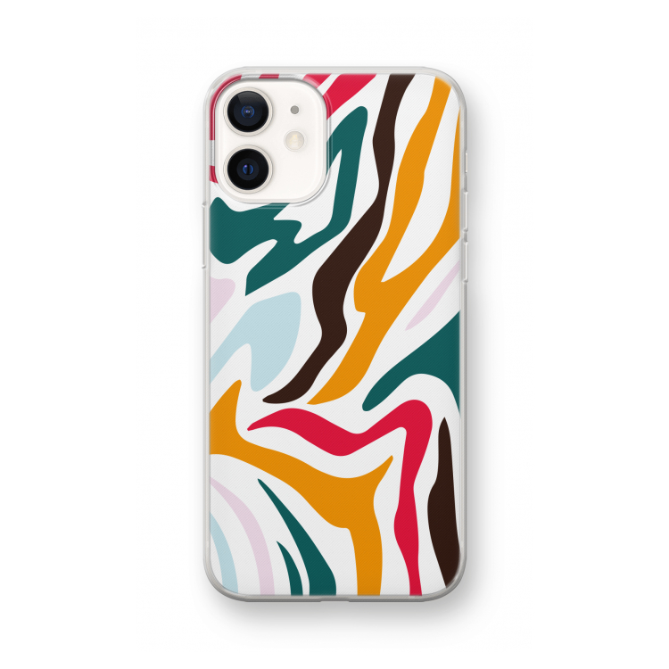 Colored Zebra: iPhone 12 mini Transparant Hoesje