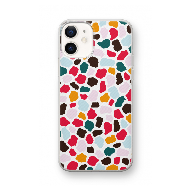 Colored Giraffe: iPhone 12 mini Transparant Hoesje