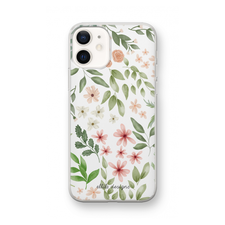 Botanical sweet flower heaven: iPhone 12 mini Transparant Hoesje