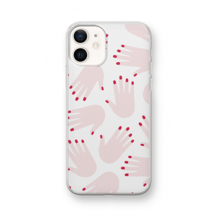 Hands pink: iPhone 12 mini Transparant Hoesje