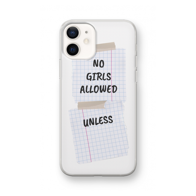 No Girls Allowed Unless: iPhone 12 mini Transparant Hoesje