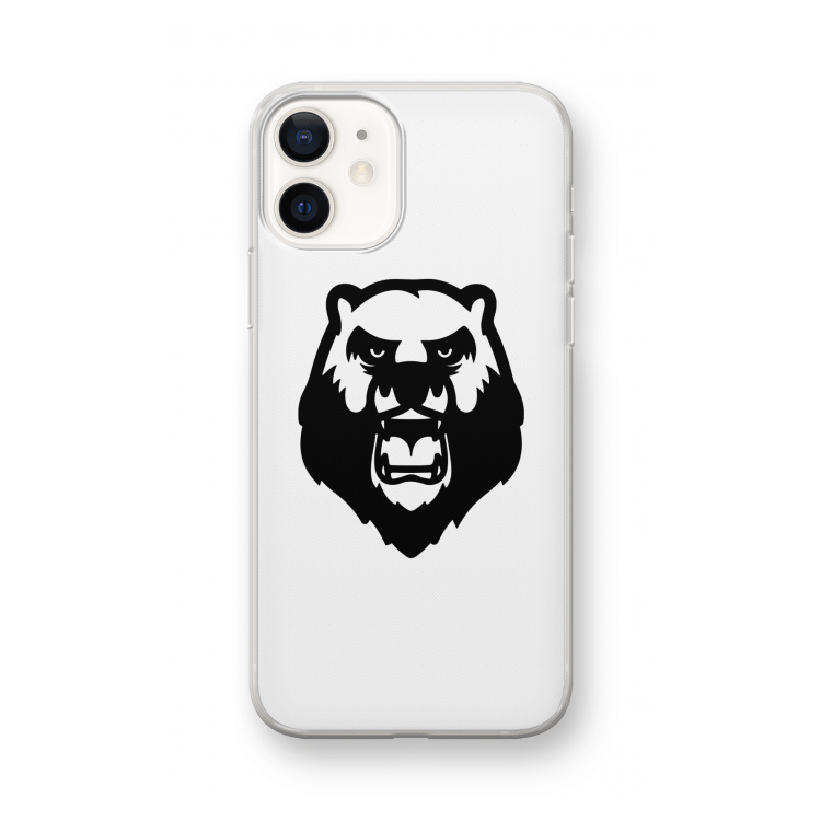 Angry Bear (white): iPhone 12 mini Transparant Hoesje