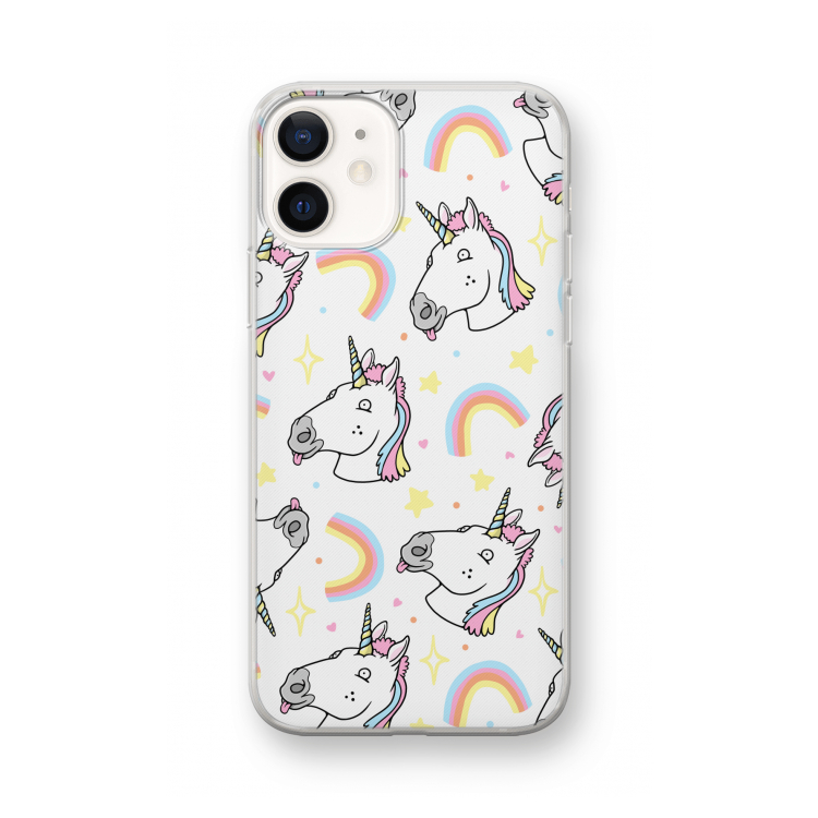 Rainbow Unicorn: iPhone 12 mini Transparant Hoesje