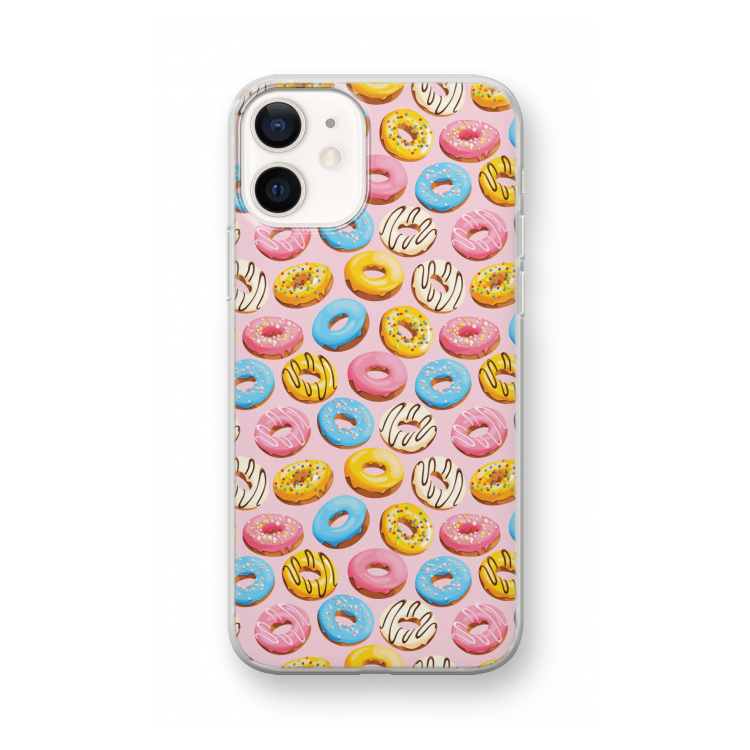 Pink donuts: iPhone 12 mini Transparant Hoesje
