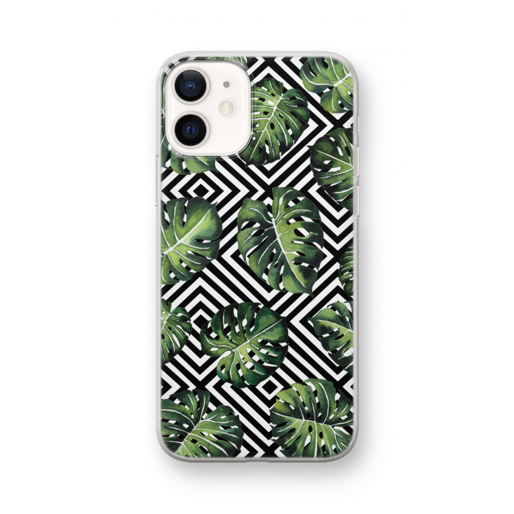 Geometrische jungle: iPhone 12 mini Transparant Hoesje