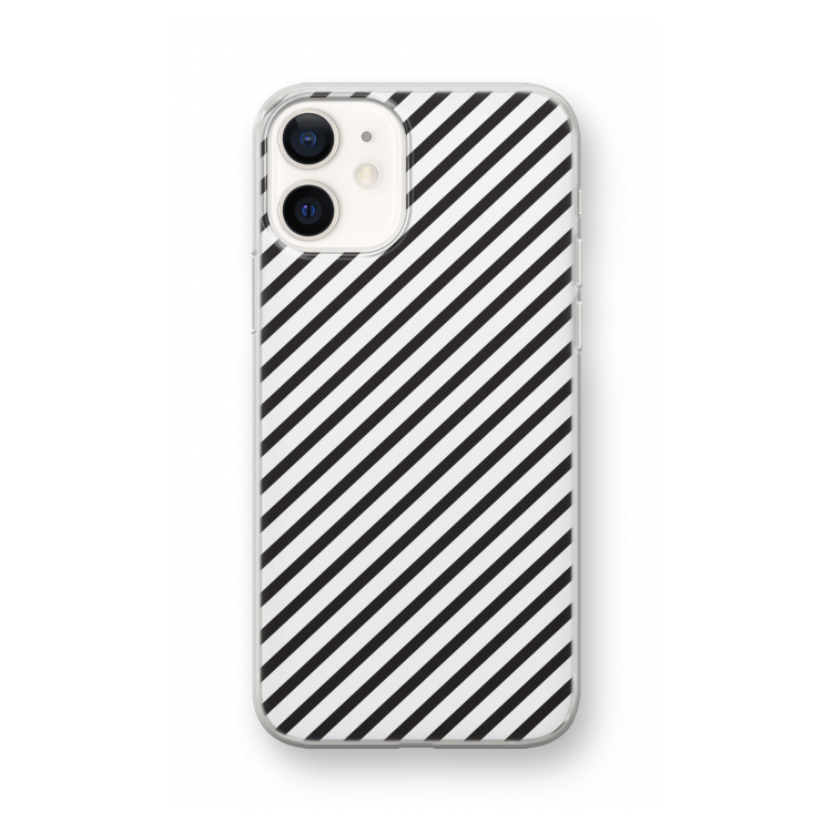 Strepen zwart-wit: iPhone 12 mini Transparant Hoesje