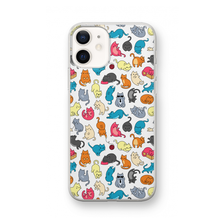 Kleurrijke katten: iPhone 12 mini Transparant Hoesje
