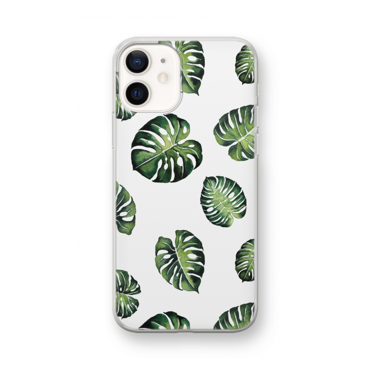 Tropische bladeren: iPhone 12 mini Transparant Hoesje
