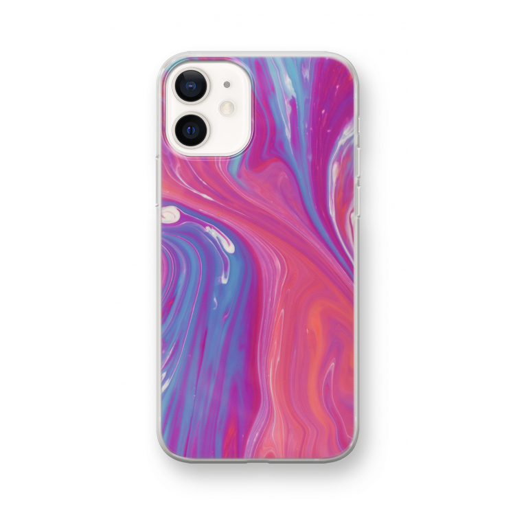 Paarse stroom: iPhone 12 mini Transparant Hoesje