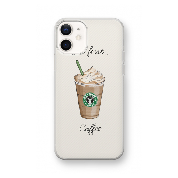 But first coffee: iPhone 12 mini Transparant Hoesje
