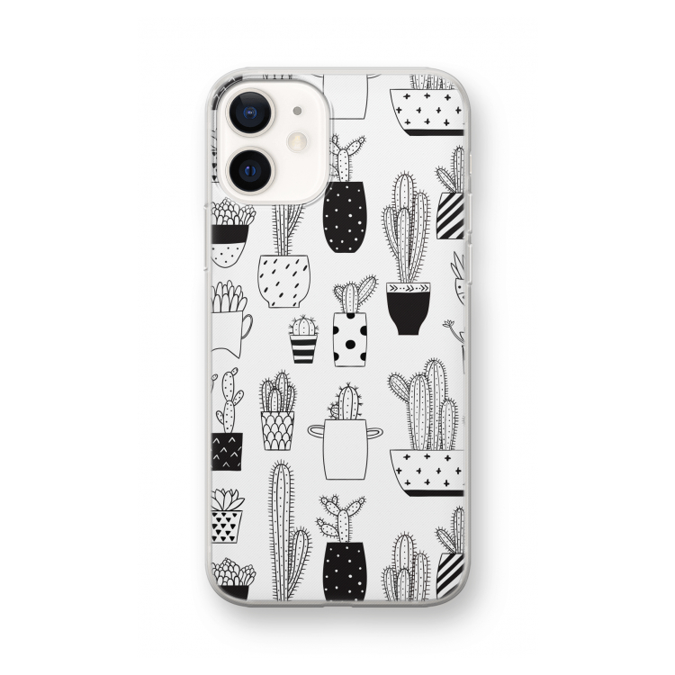 Cactusmotief: iPhone 12 mini Transparant Hoesje