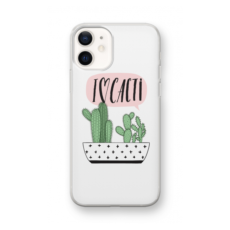 I love cacti: iPhone 12 mini Transparant Hoesje