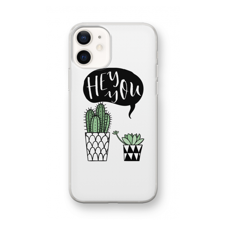 Hey you cactus: iPhone 12 mini Transparant Hoesje
