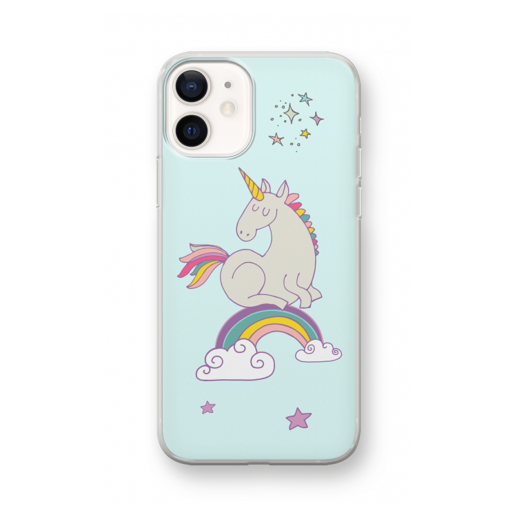 Regenboog eenhoorn: iPhone 12 mini Transparant Hoesje