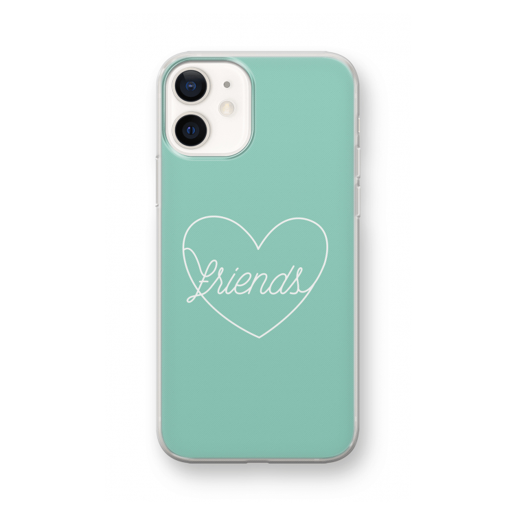 Friends heart pastel: iPhone 12 mini Transparant Hoesje