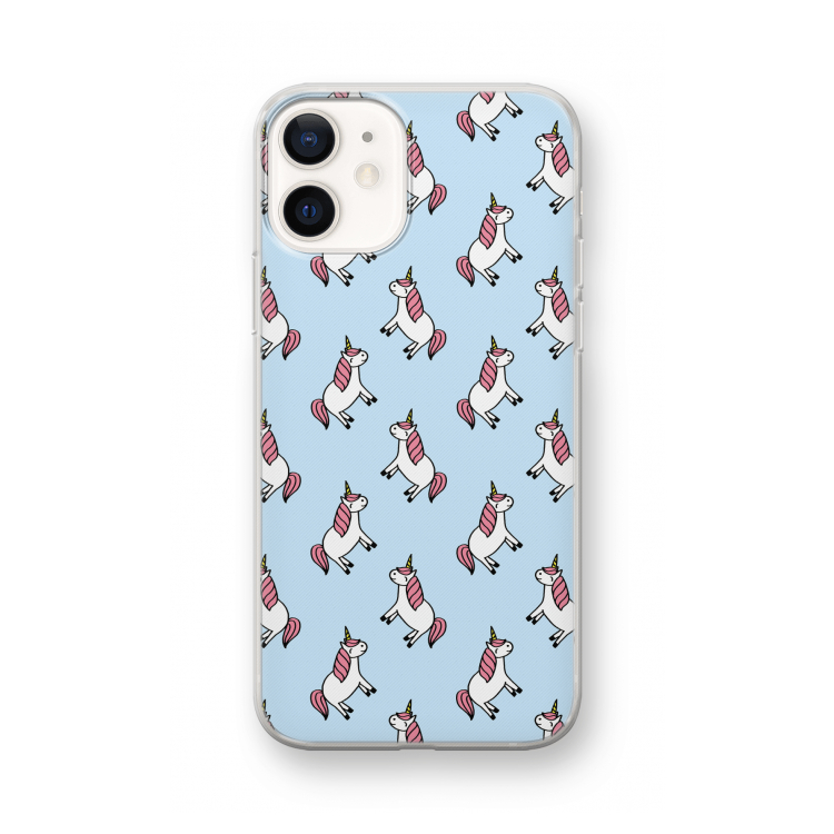 Eenhoorns overal: iPhone 12 mini Transparant Hoesje