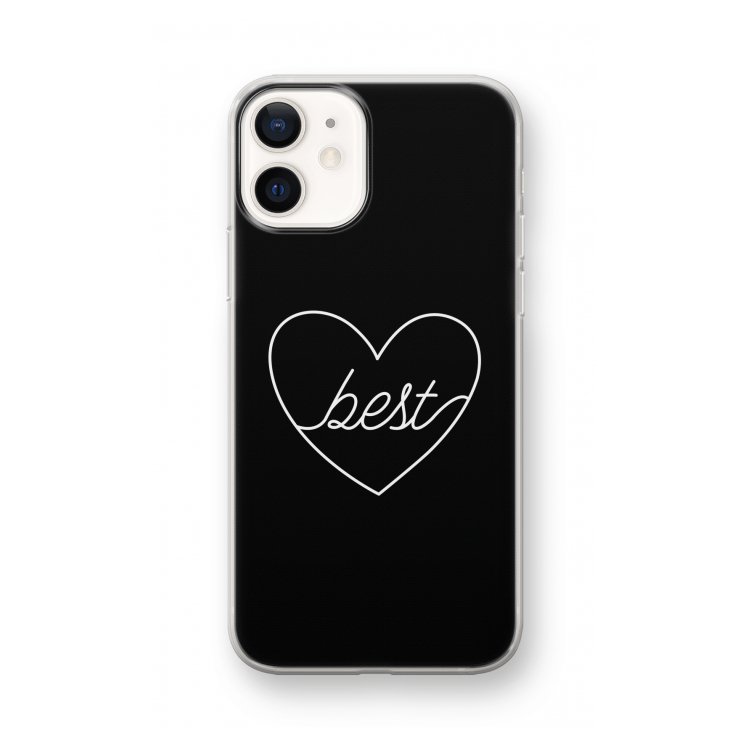 Best heart black: iPhone 12 mini Transparant Hoesje