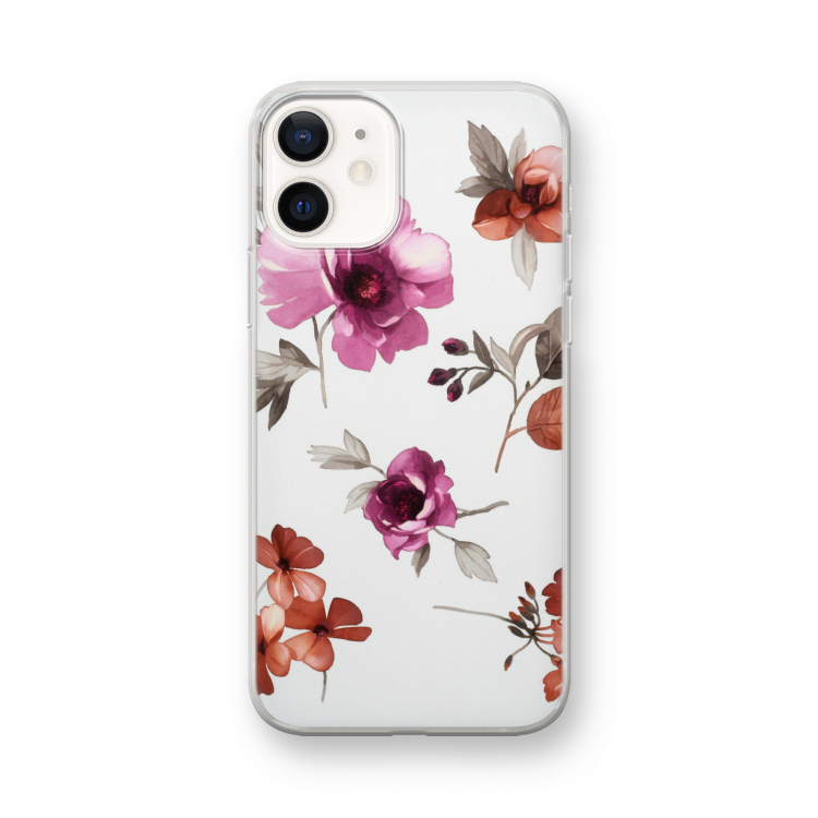 Geschilderde bloemen: iPhone 12 mini Transparant Hoesje
