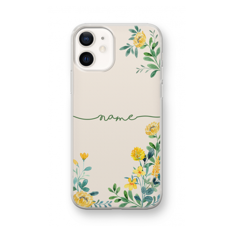 Gele bloemen: iPhone 12 mini Transparant Hoesje