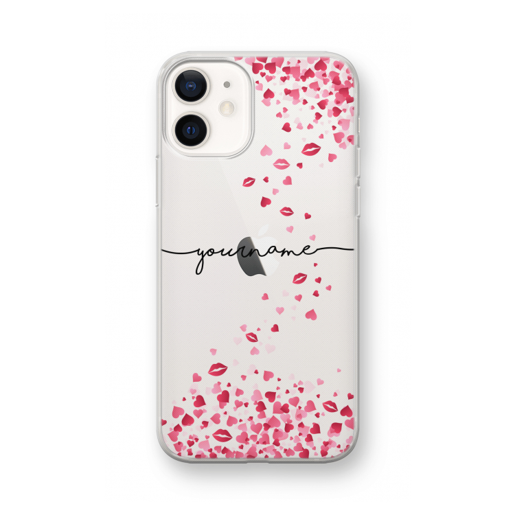 Hartjes en kusjes: iPhone 12 mini Transparant Hoesje