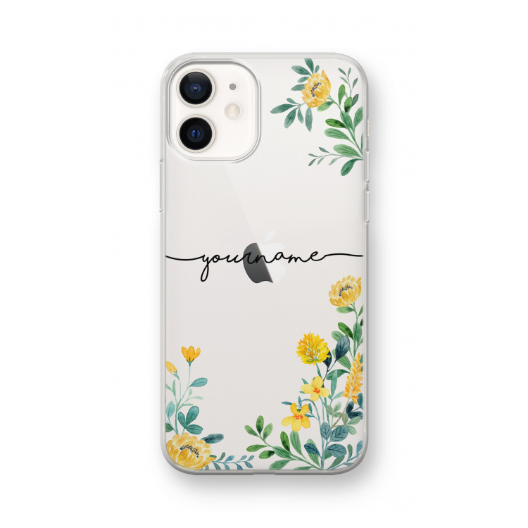Gele bloemen: iPhone 12 mini Transparant Hoesje