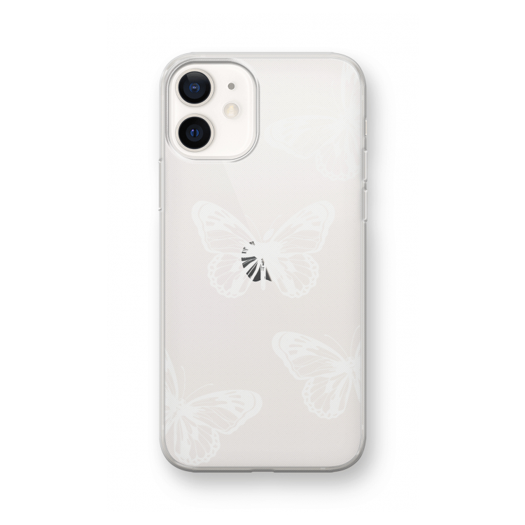 White butterfly: iPhone 12 mini Transparant Hoesje