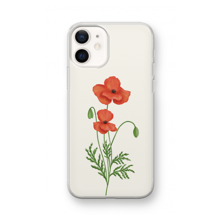 Red poppy: iPhone 12 mini Transparant Hoesje