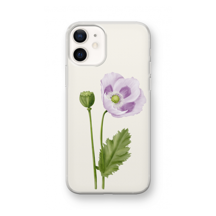 Purple poppy: iPhone 12 mini Transparant Hoesje