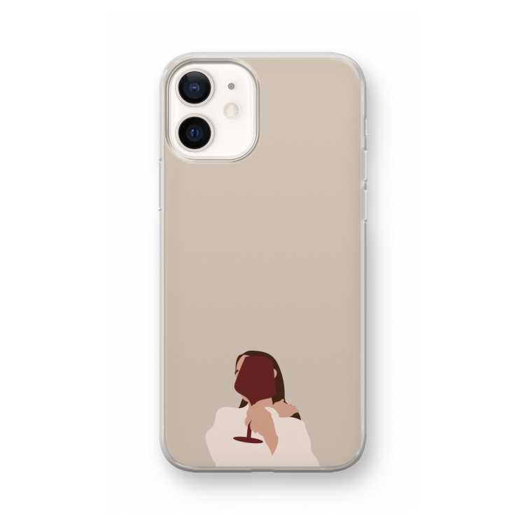 I drink wine: iPhone 12 mini Transparant Hoesje