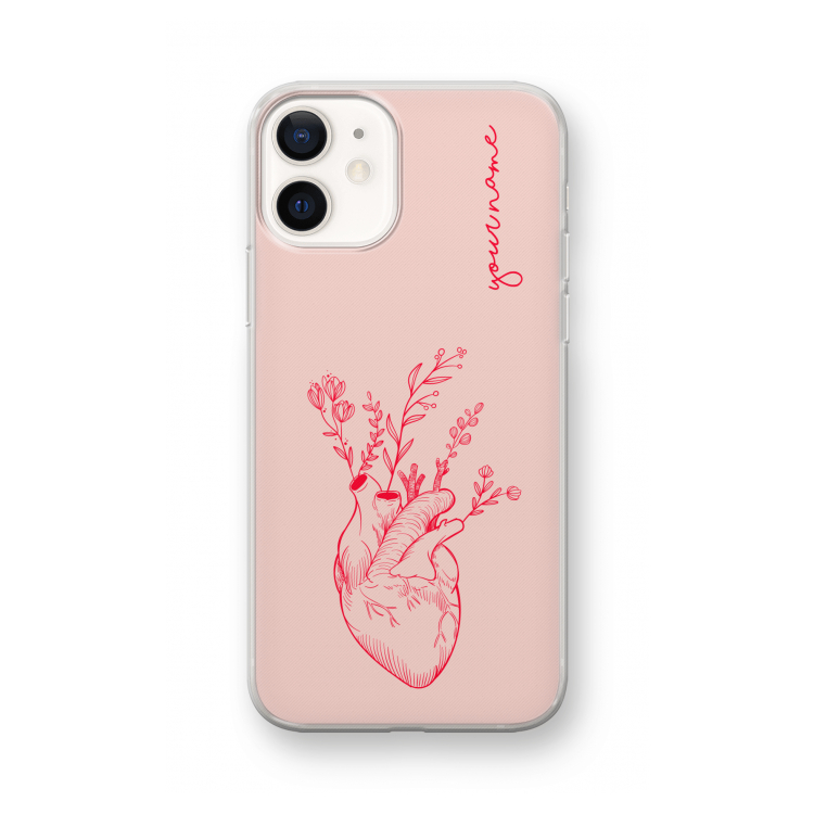Blooming Heart: iPhone 12 mini Transparant Hoesje