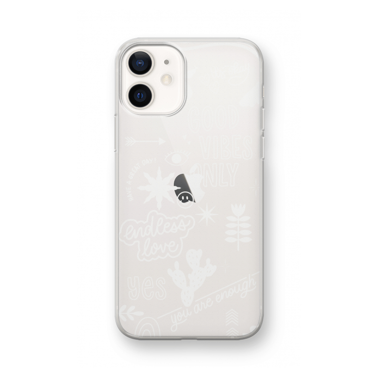 Good vibes: iPhone 12 mini Transparant Hoesje