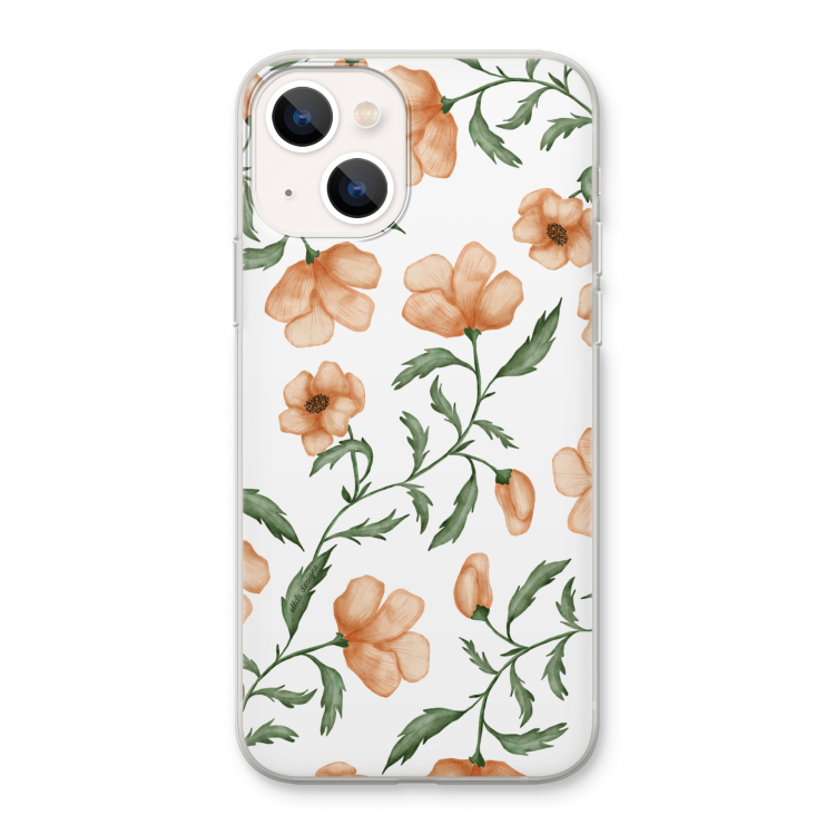 Peachy flowers: iPhone 13 Transparant Hoesje