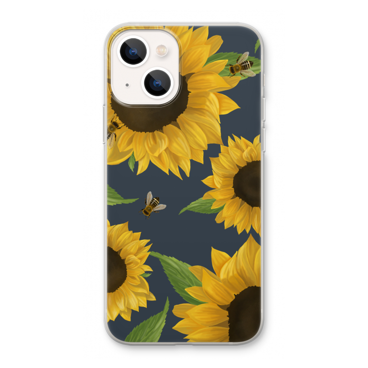Sunflower and bees: iPhone 13 Transparant Hoesje