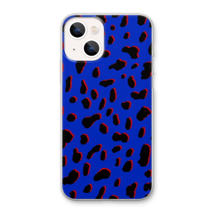 Blue Leopard: iPhone 13 Transparant Hoesje