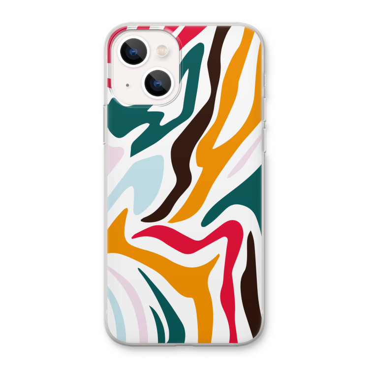 Colored Zebra: iPhone 13 Transparant Hoesje