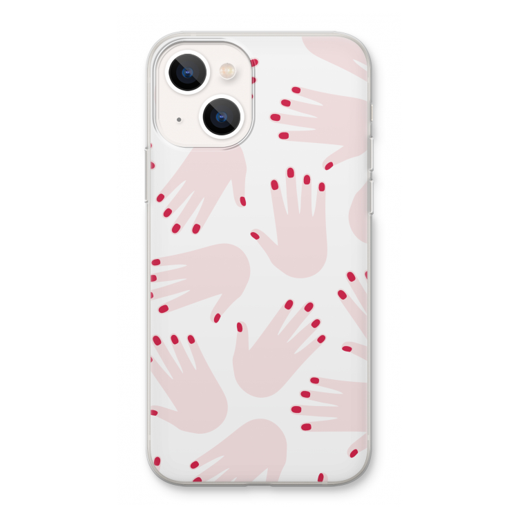 Hands pink: iPhone 13 Transparant Hoesje