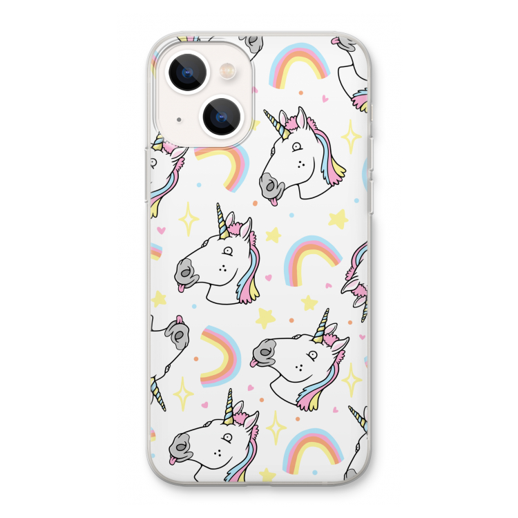 Rainbow Unicorn: iPhone 13 Transparant Hoesje