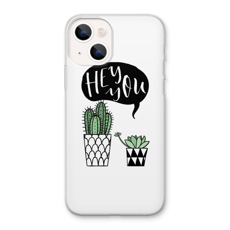Hey you cactus: iPhone 13 Transparant Hoesje