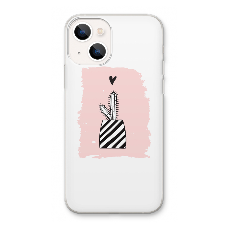 Zwart-wit cactus: iPhone 13 Transparant Hoesje