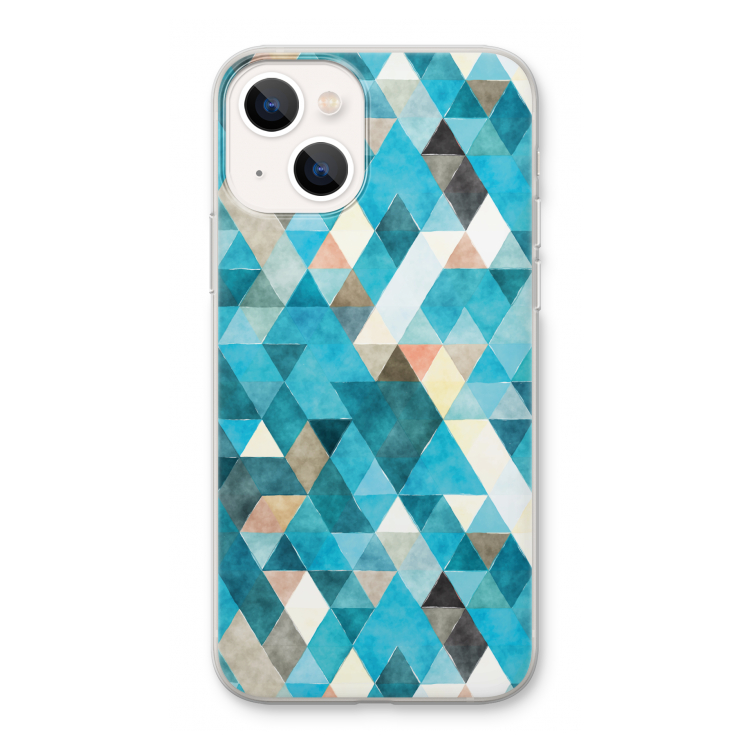 Gekleurde driehoekjes blauw: iPhone 13 Transparant Hoesje