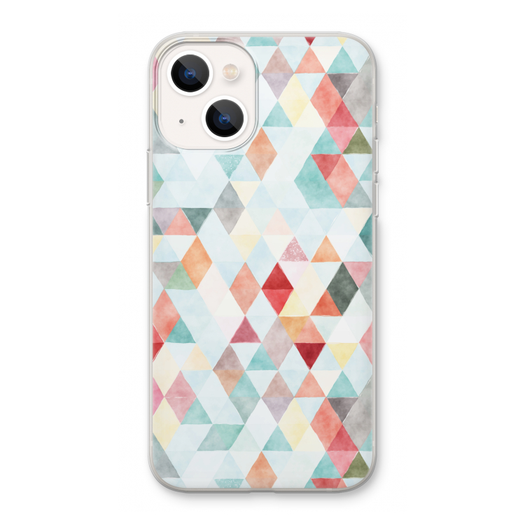 Gekleurde driehoekjes pastel: iPhone 13 Transparant Hoesje