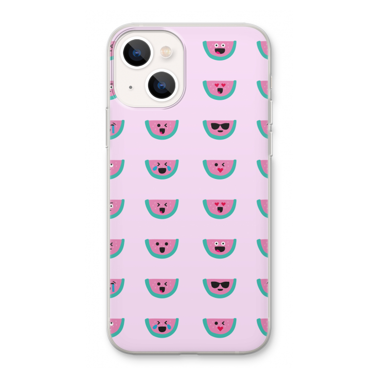 Smiley watermeloenprint: iPhone 13 Transparant Hoesje