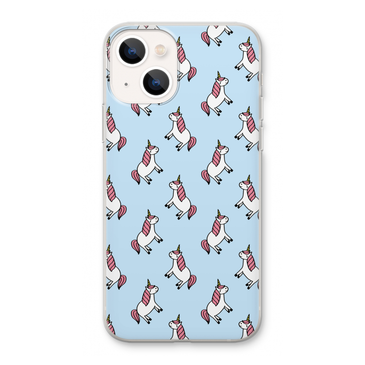 Eenhoorns overal: iPhone 13 Transparant Hoesje