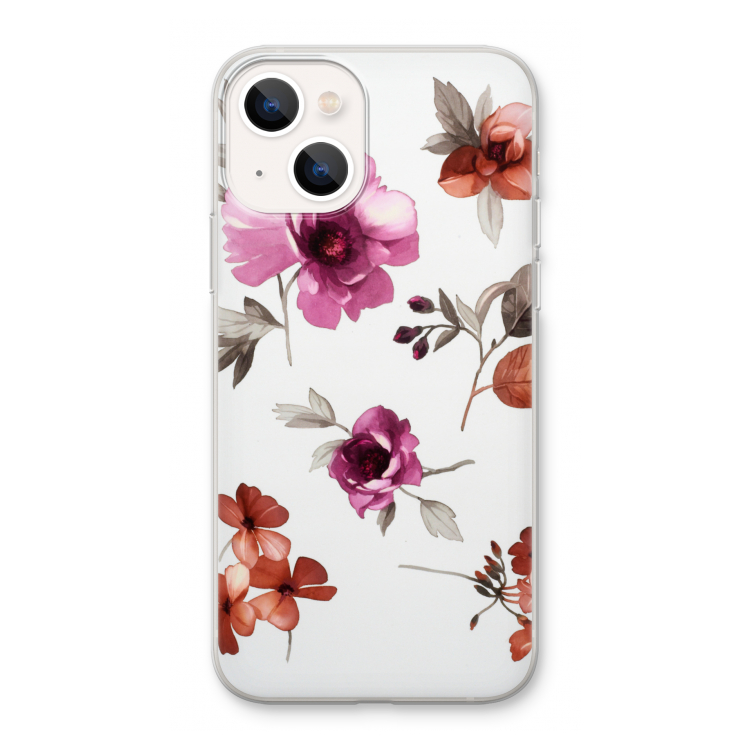 Geschilderde bloemen: iPhone 13 Transparant Hoesje