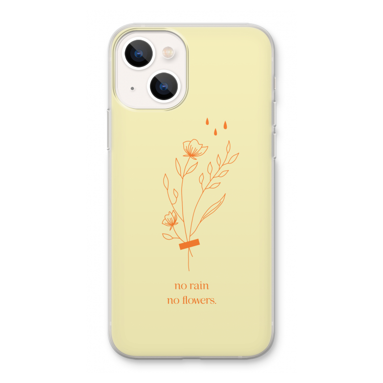 No rain no flowers: iPhone 13 Transparant Hoesje