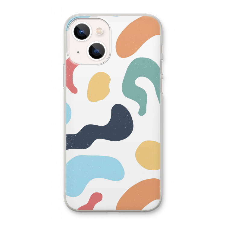 Memphis Shapes Blue: iPhone 13 Transparant Hoesje